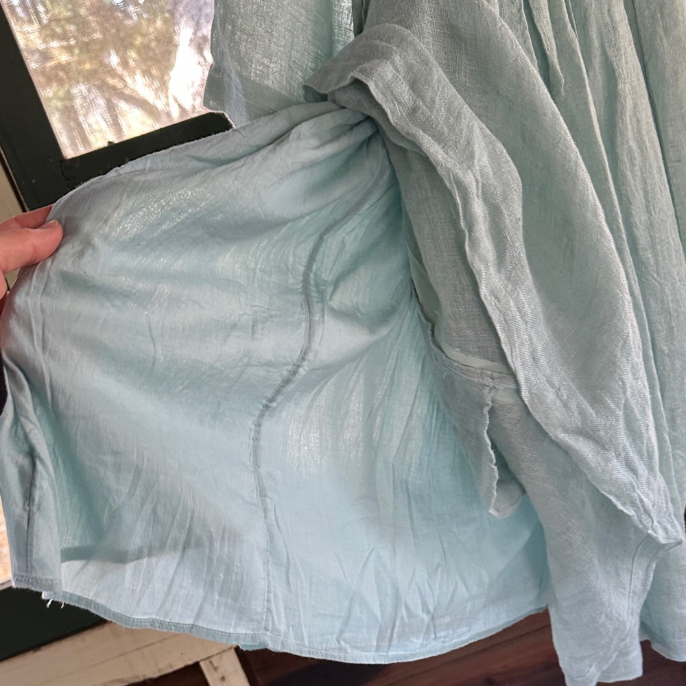 Sundance Linen Long Sleeve Dress Light Blue Dress S - Picture 7 of 12